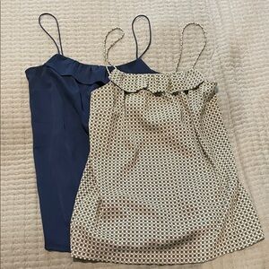 J. Crew Factory Blue and Cream Camisoles